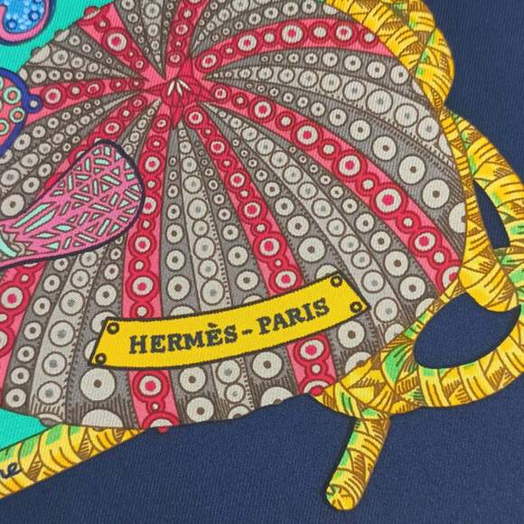 HERMES Authentic Black Silk Scarf - Picture 4 of 5